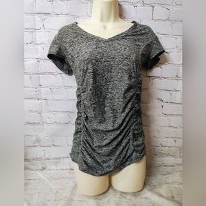 Beyond Yoga Beyond the Bump Nursing Top Small Active Ruche Heather Grey Shirt